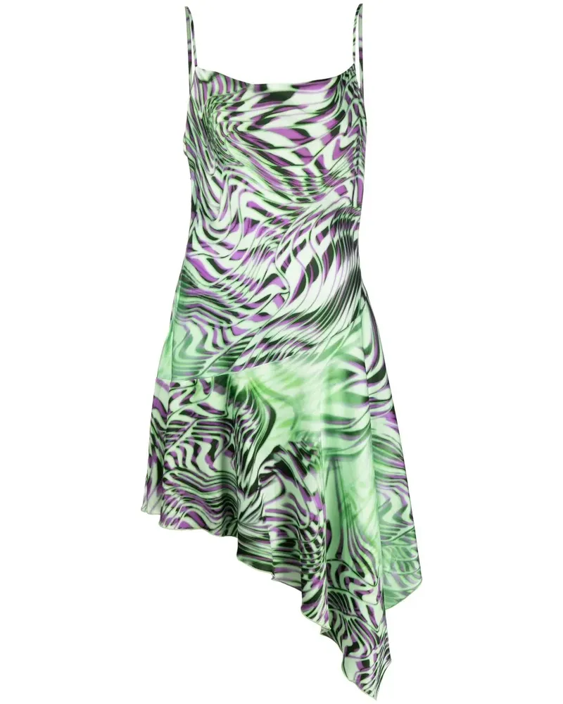 Diesel Plissiertes Kleid mit grafischem Print - Grün Grün