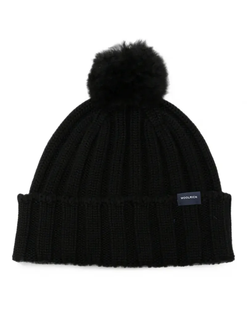Woolrich pom-pom ribbed-knit beanie hat - Schwarz Schwarz