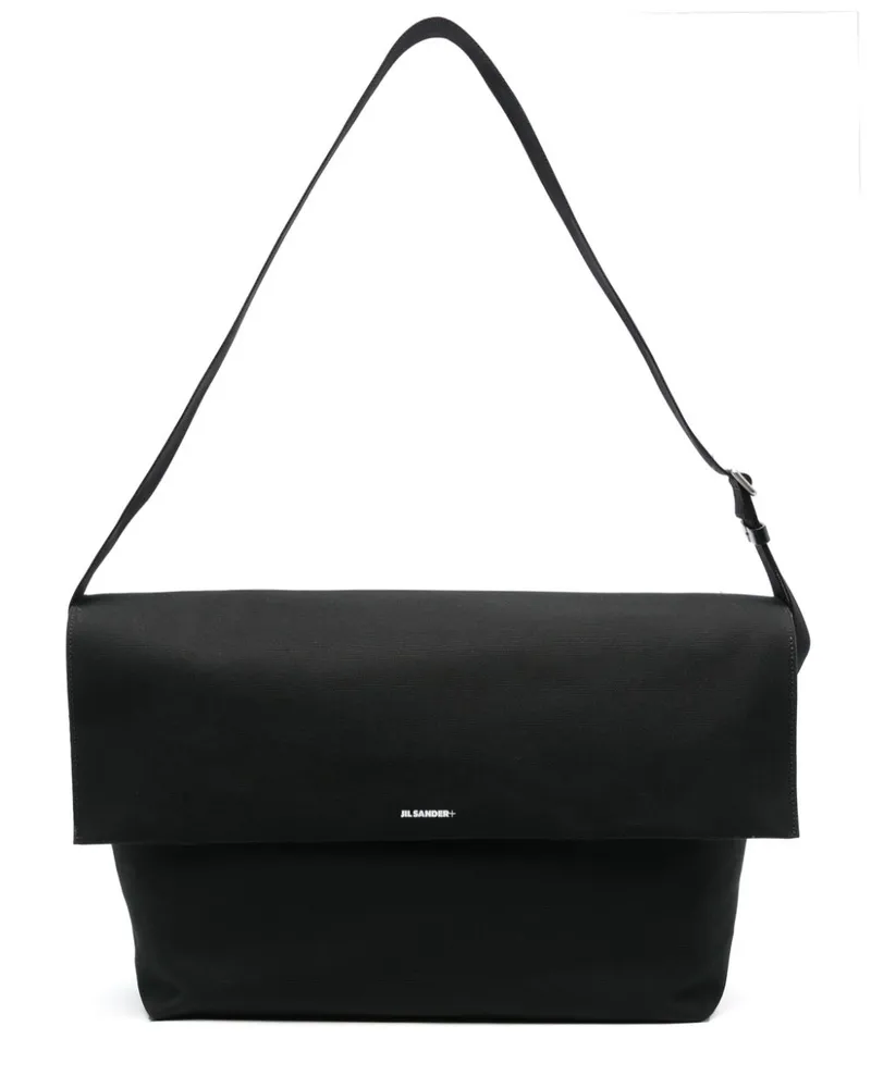Jil Sander Schultertasche mit Logo-Print - Schwarz Schwarz