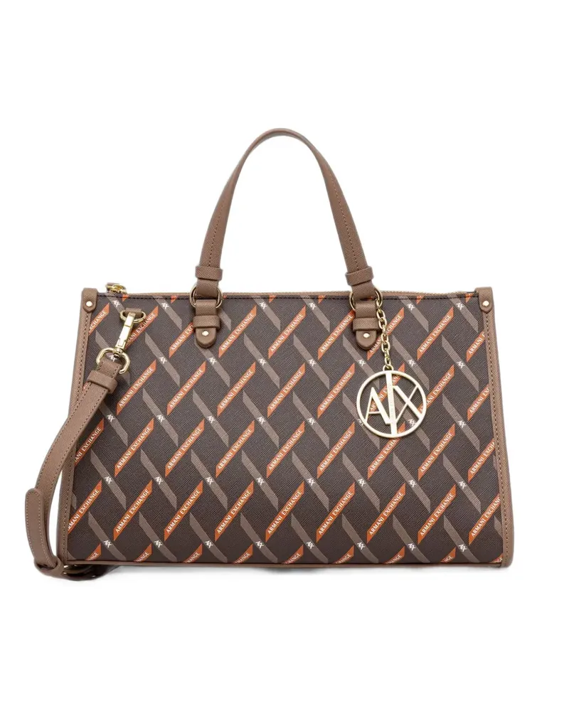 Armani Exchange logo-print monogram tote bag - Braun Braun