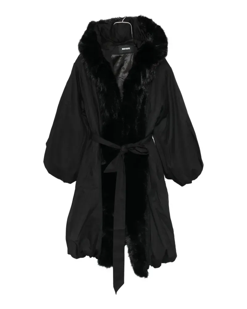 ROTATE Birger Christensen faux-fur trim hooded coat - Schwarz Schwarz