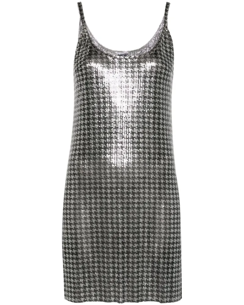 Paco Rabanne Minikleid mit Hahnentrittmuster - Silber Silber