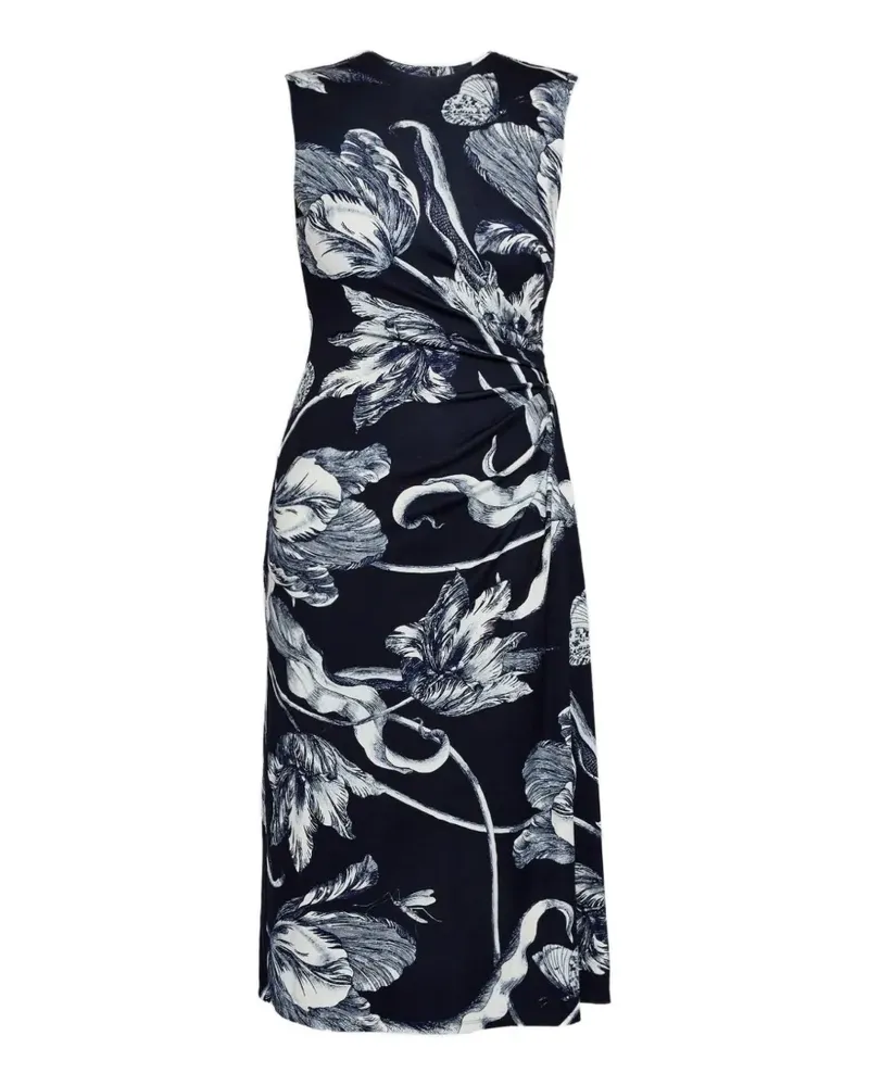 Erdem Midikleid mit Blumenmuster - Blau Blau