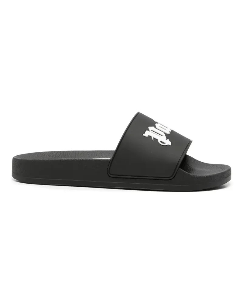 Palm Angels logo-print slides - Schwarz Schwarz