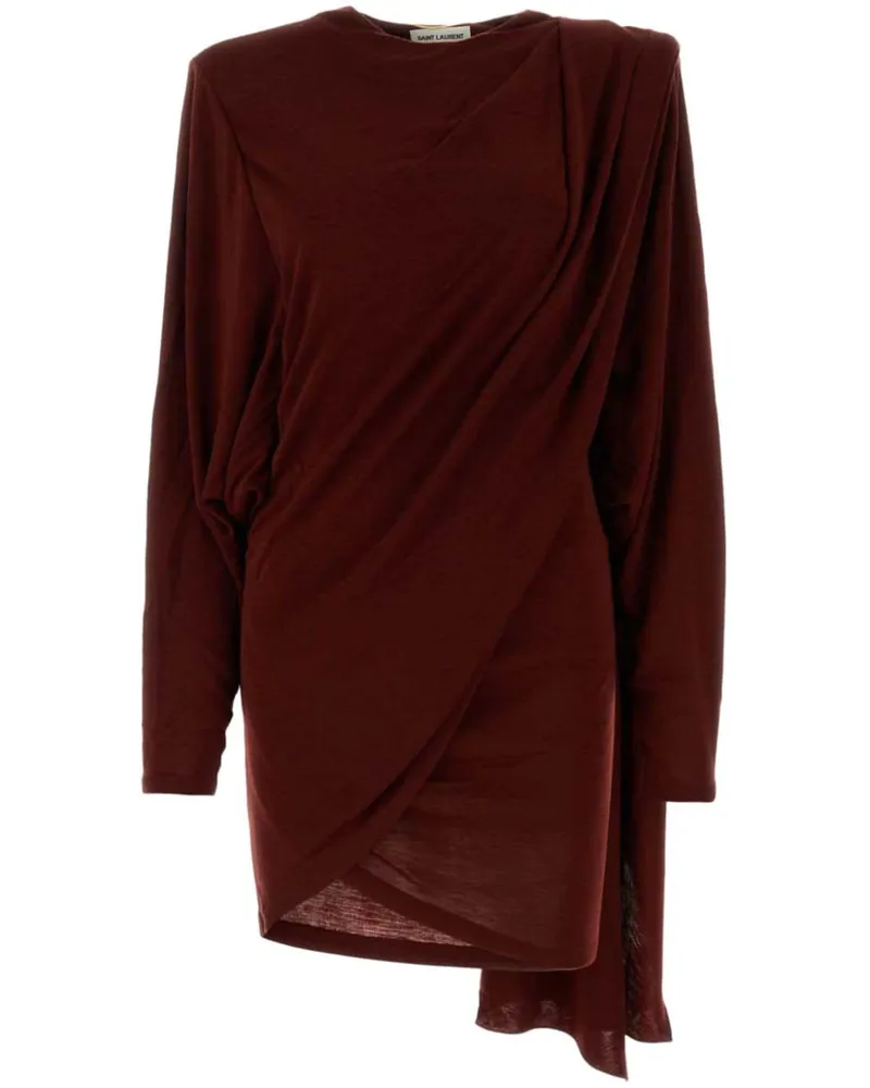 Saint Laurent Minikleid mit drapierten Akzenten - Rot Rot