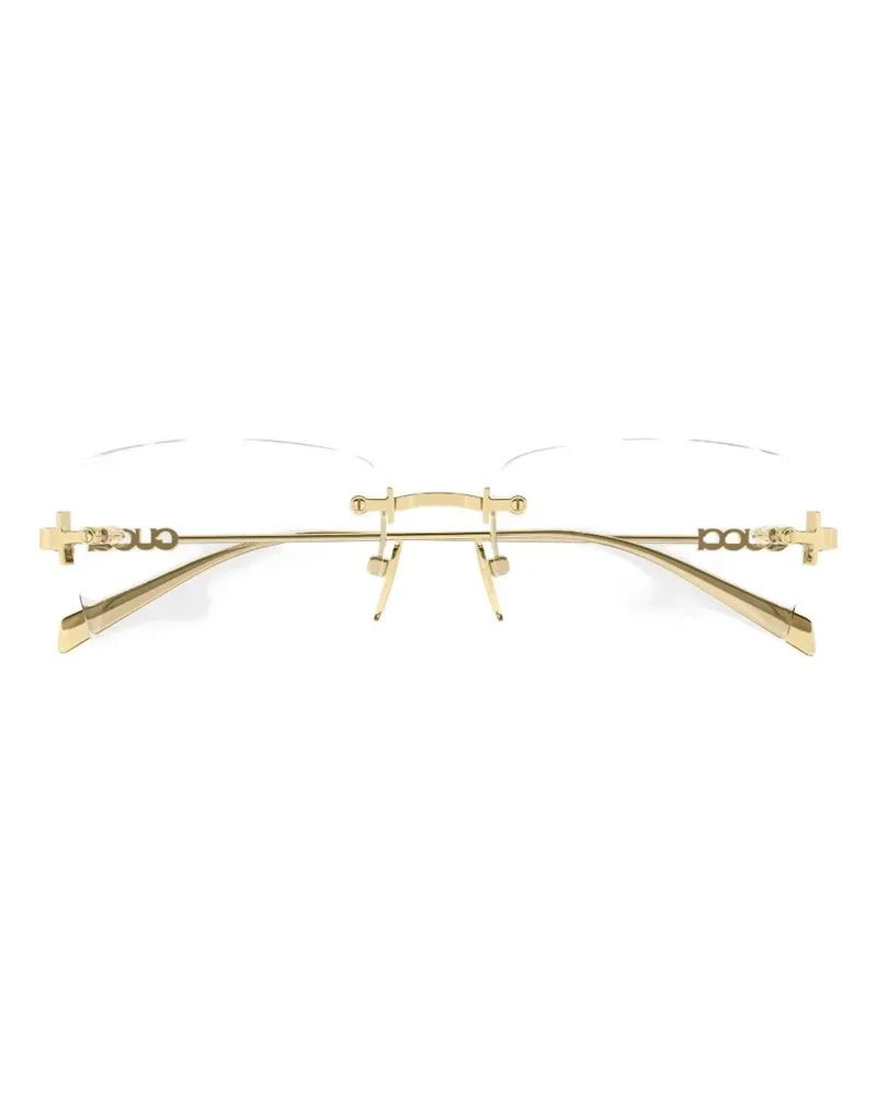 Gucci Eckige Brille mit Logo - Gold Gold