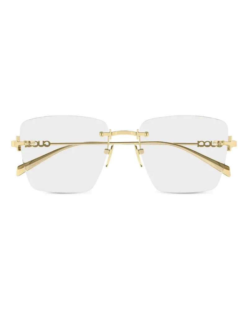 Gucci Eckige Brille mit Logo - Gold Gold
