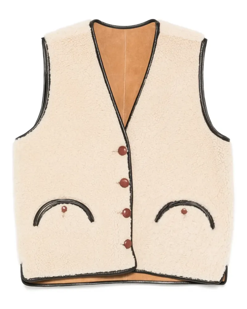 Blazé Milano Weste aus Shearling mit Knopfverschluss - Nude Nude