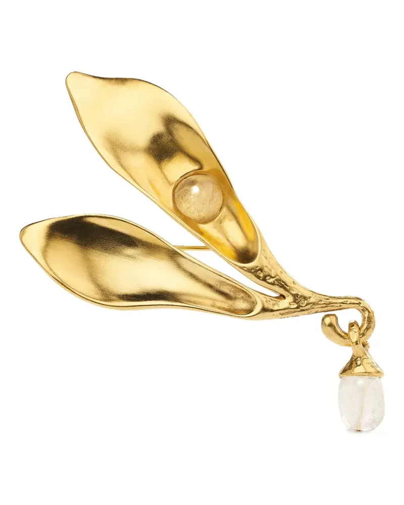 Goossens Paris Feuillage Brosche mit Tropfen - Gold Gold