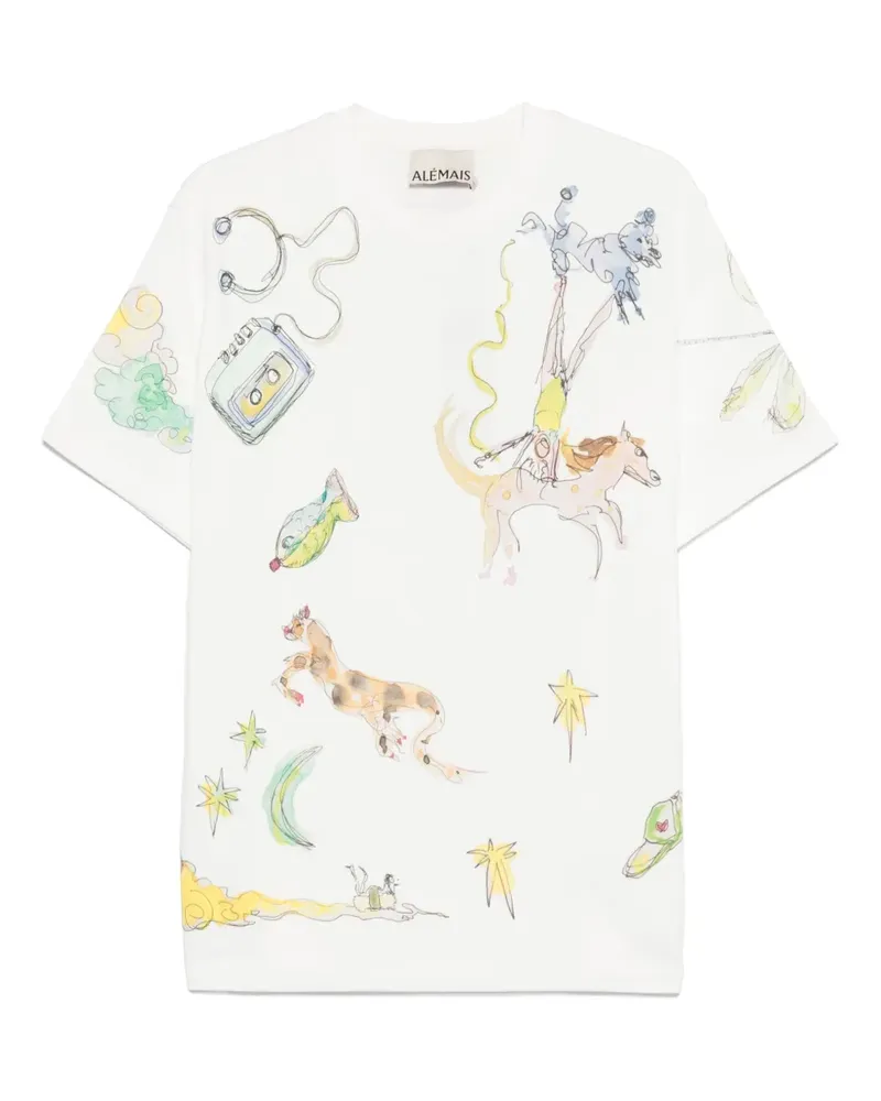 ALEMAIS Anouk T-Shirt mit Illustrations-Print - Weiß Weiß