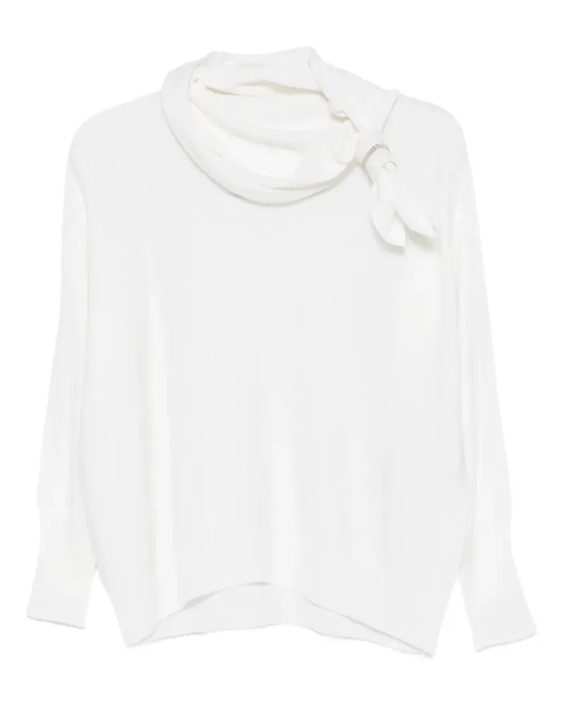 D.EXTERIOR Bluse mit Schleifenkragen - Weiß Weiß