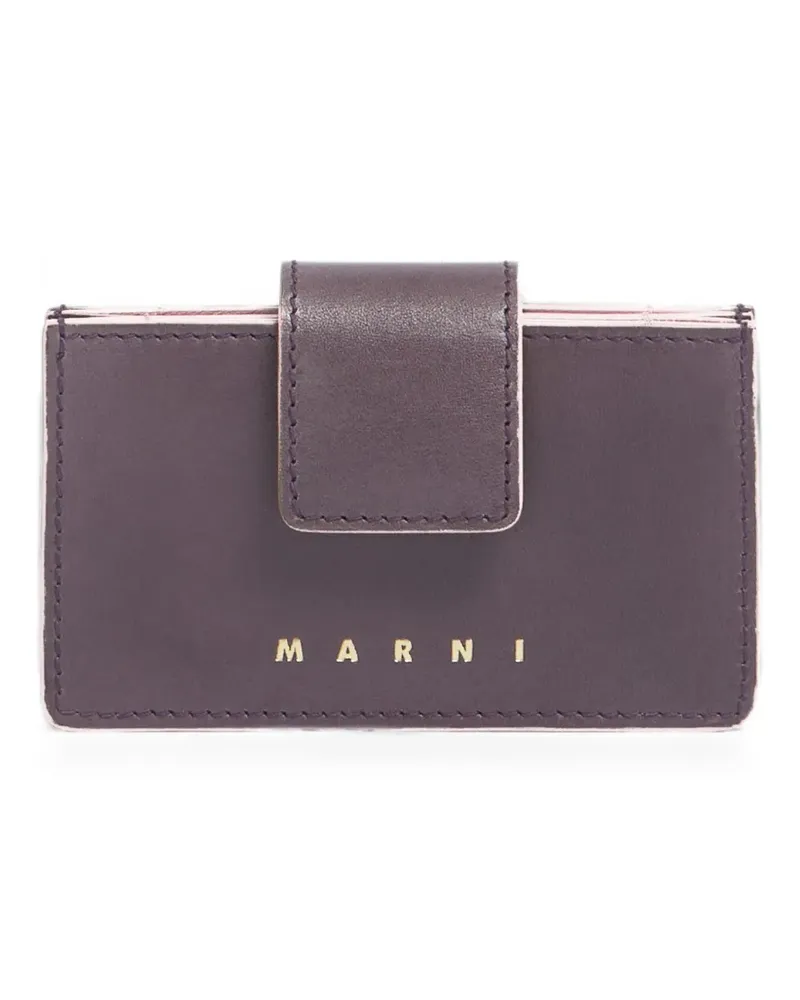 Marni Kartenetui mit Seitenfalten und Logo-Print - Violett Violett