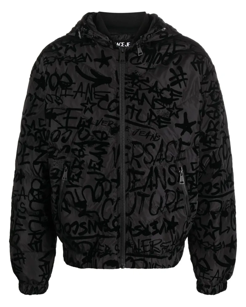 Versace Jeans Kapuzenjacke mit Graffiti-Print - Schwarz Schwarz