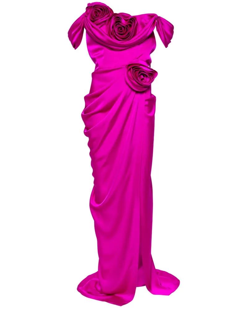 Ana Radu Abendkleid mit Blumenapplikation - Rosa Rosa