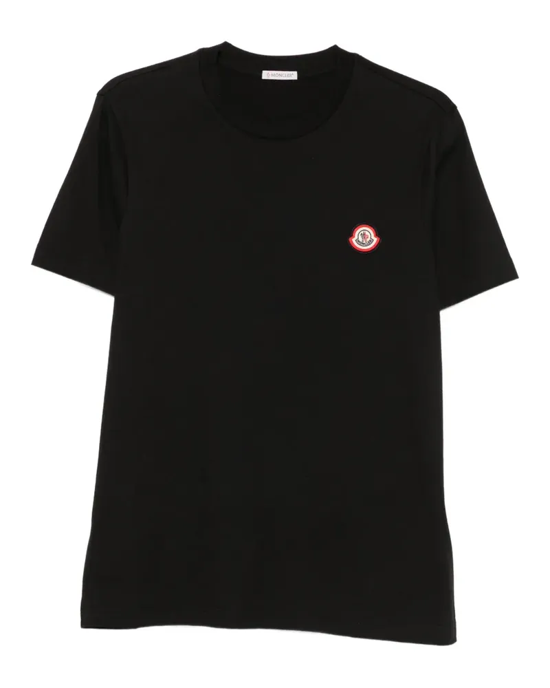 Moncler T-Shirt mit Logo-Patch - Schwarz Schwarz