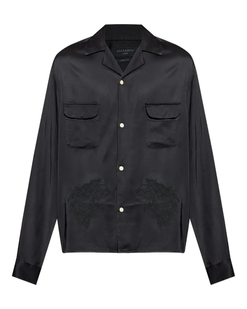 AllSaints Yodo Hemd mit Stickerei - Schwarz Schwarz