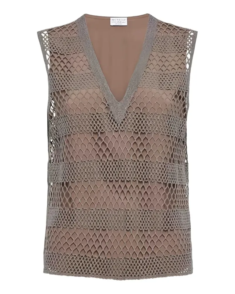 Brunello Cucinelli mesh sleeveless top - Silber Silber
