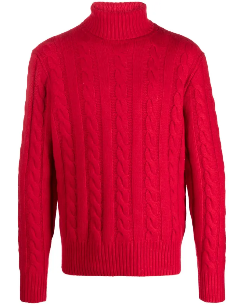 Ralph Lauren Rollkragenpullover mit Zopfmuster - Rot Rot