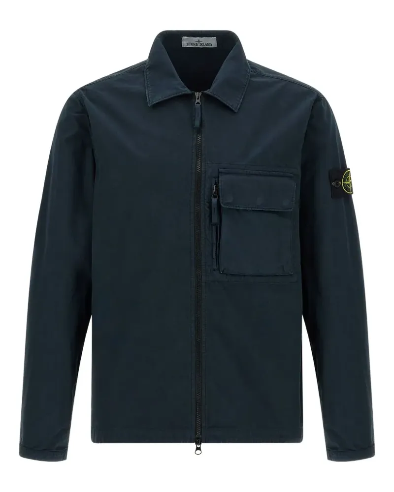 Stone Island Hemdjacke mit aufgesetzter Tasche - Blau Blau