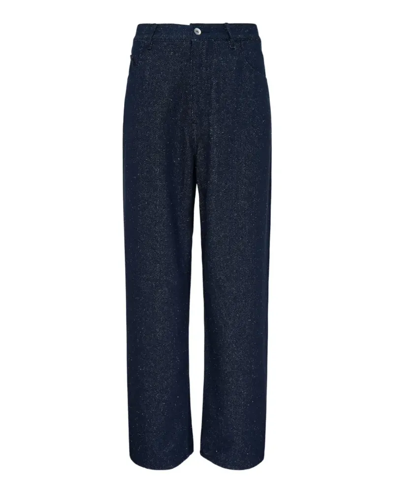 AURALEE wide-leg silk-nep trousers - Blau Blau