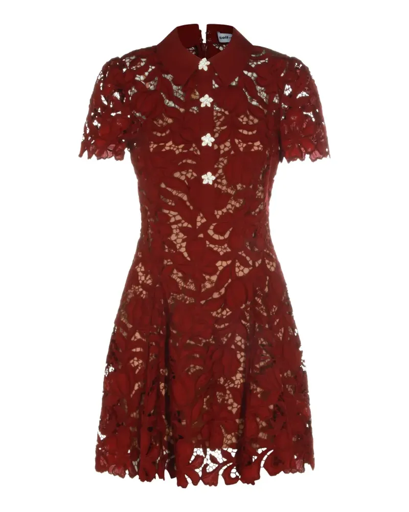 Self-Portrait lace mini dress - Rot Rot