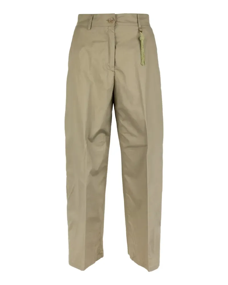 Seventy carrot-fit tassel-detail pressed-crease trousers - Grün Grün