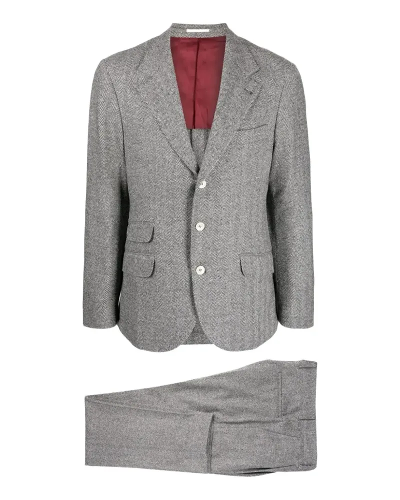 Brunello Cucinelli herringbone single-breasted two-piece suit - Grau Grau