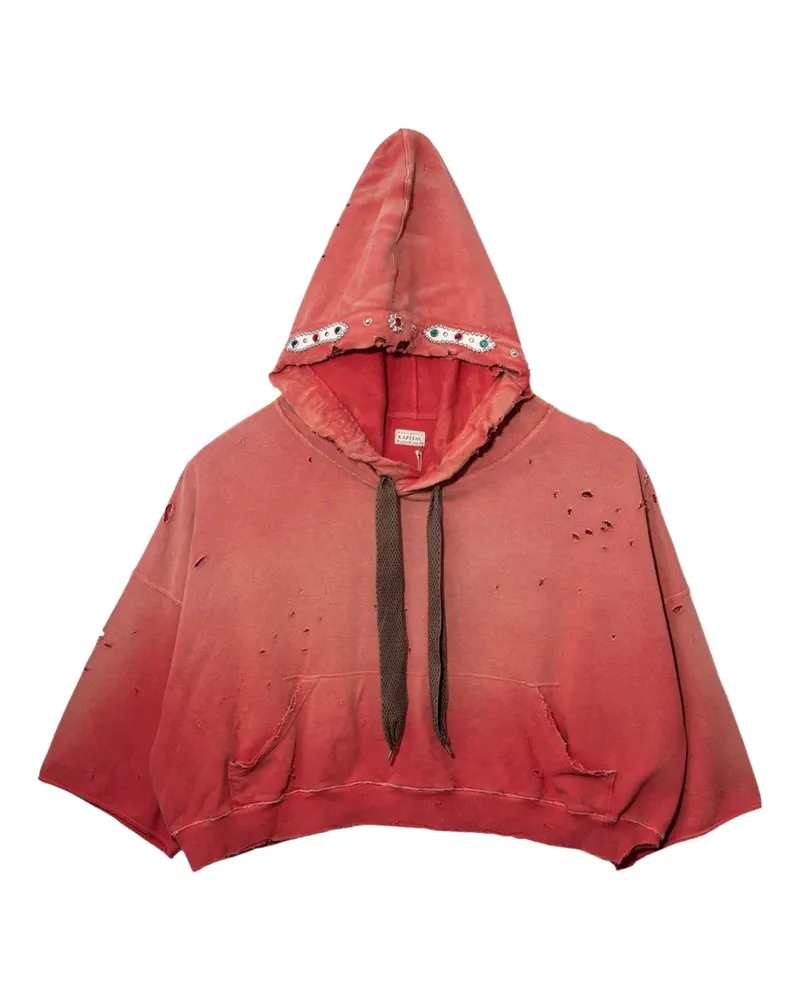 KAPITAL Thriller Damaged Devil studded hoodie - Rot Rot