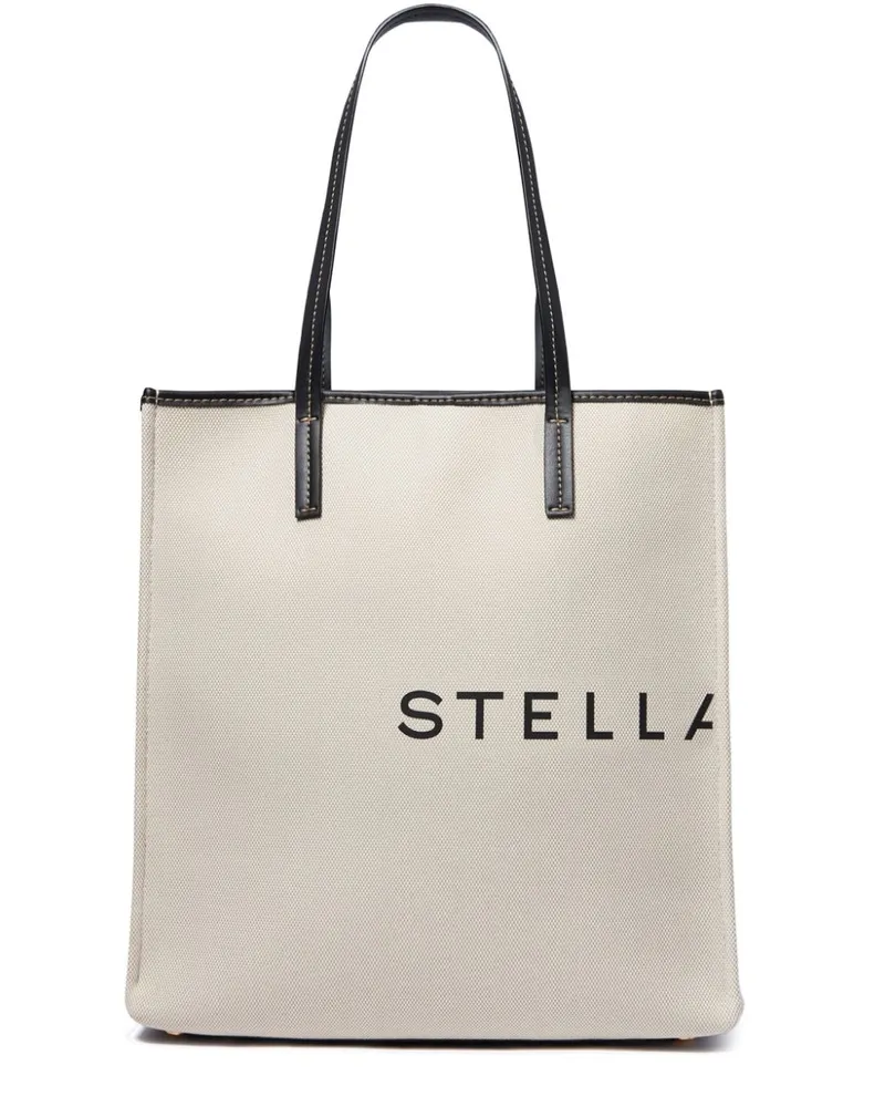 Stella McCartney Große SMC Tote Bag aus Canvas - Weiß Weiß