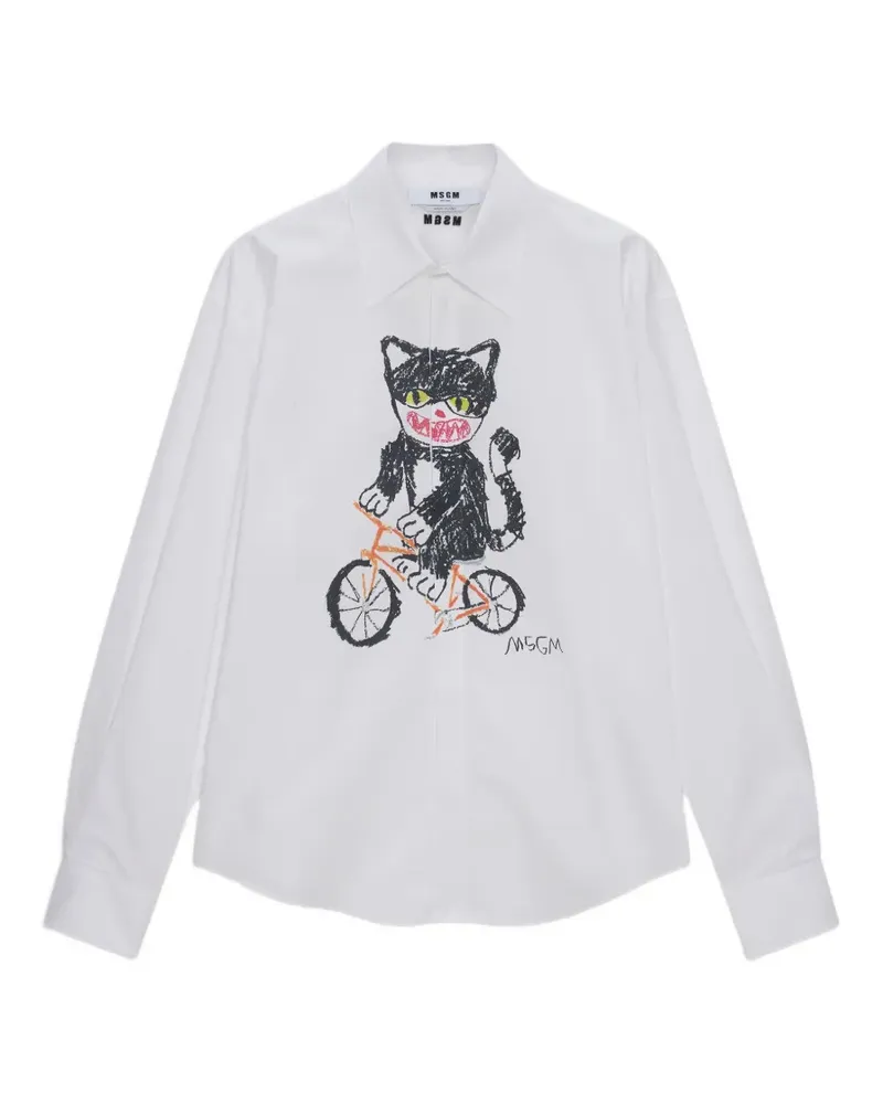 MSGM cat-print shirt - Weiß Weiß