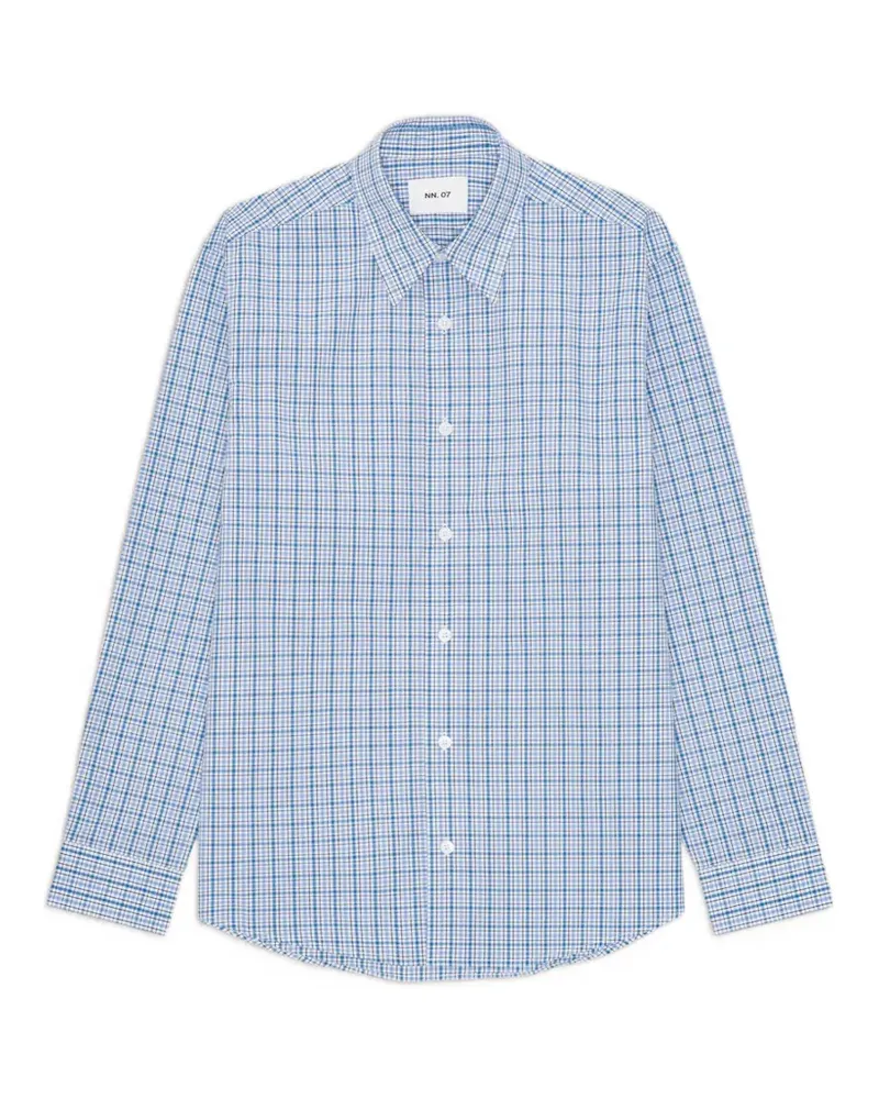 NN 07 Quinsy check-pattern long-sleeve shirt - Blau Blau