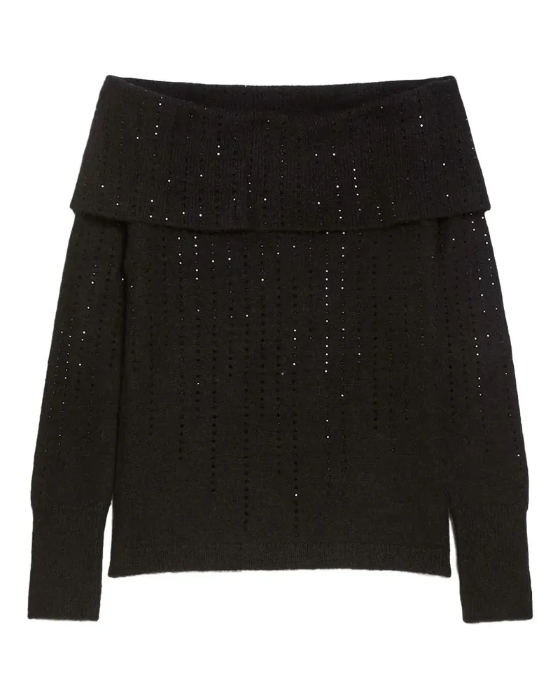Pennyblack Schulterfreier Pullover mit Pailletten - Schwarz Schwarz
