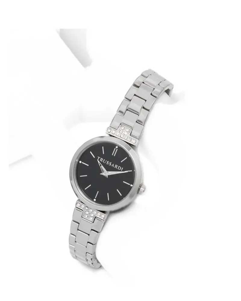 Trussardi Armbanduhr mit Kristallverzierung 30mm - Schwarz Schwarz