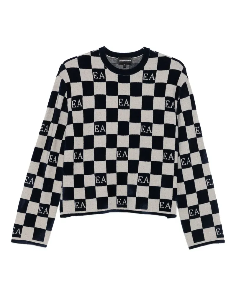 Emporio Armani Pullover mit Karomuster - Weiß Weiß