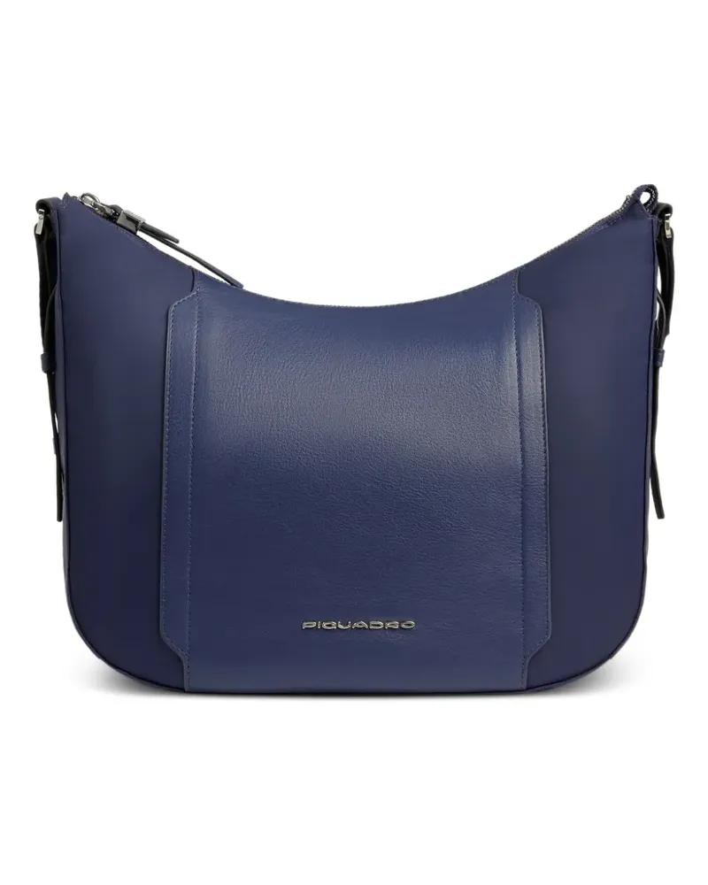Piquadro Schultertasche mit Ledereinsätzen - Blau Blau
