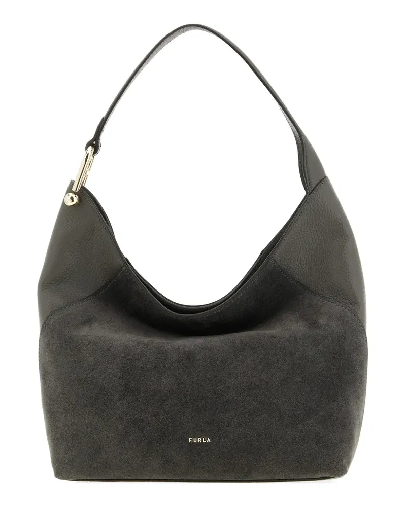 Furla Lara suede-panel shoulder bag - Grau Grau