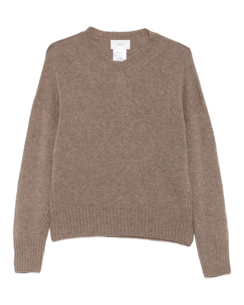 SOLOTRE Pullover mit geripptem Saum - Braun Braun