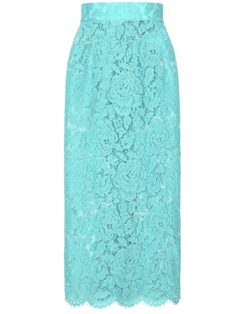 Dolce & Gabbana Hoch sitzender Midirock aus Spitze - Blau Blau