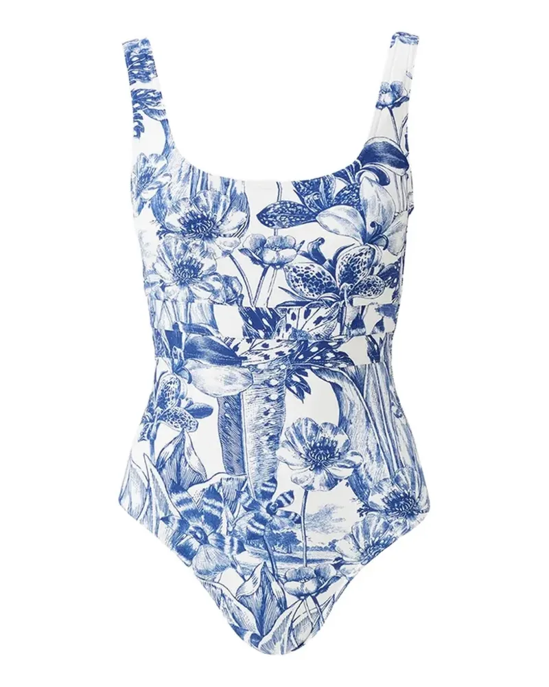 Melissa Odabash Nevada Badeanzug mit Blumenprint - Weiß Weiß