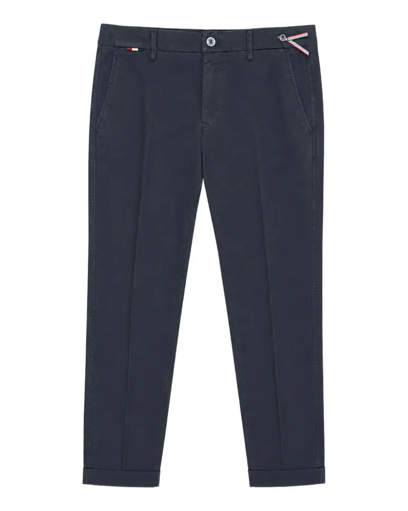 Mason's logo-patch turn-up trousers - Blau Blau