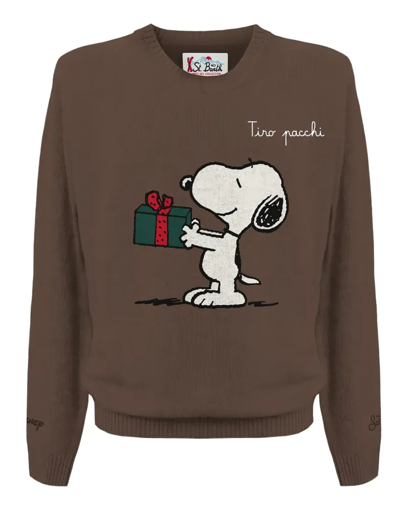 MC2 Saint Barth Pullover mit Rundhalsausschnitt und Snoopy-Intarsie - Braun Braun