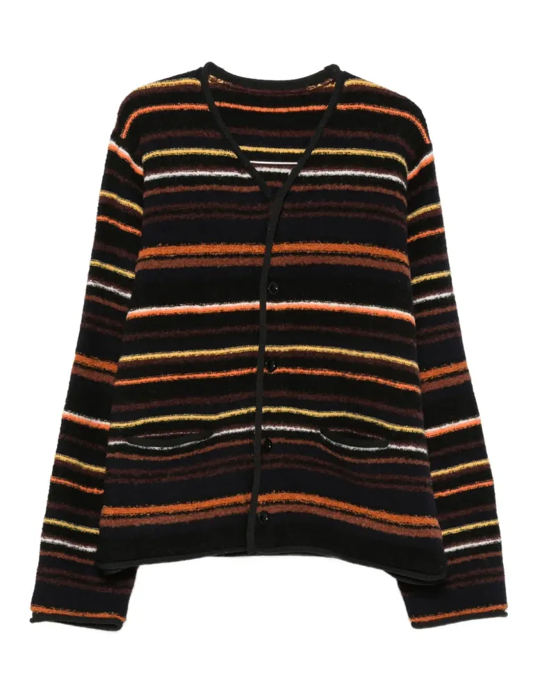 Sacai Gestreifter Cardigan mit Knöpfen - Schwarz Schwarz
