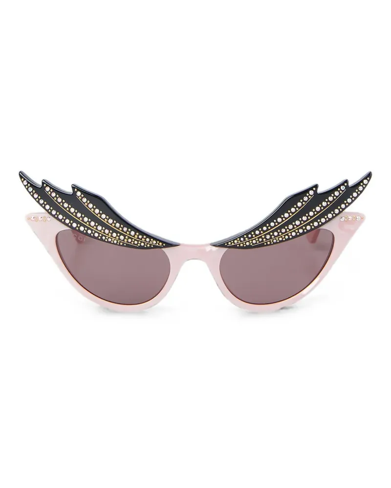 Gucci crystal-embellished wing-frame sunglasses - Rosa Rosa