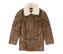 Doppelreiher-Mantel im Aviator-Biker-Style - Braun