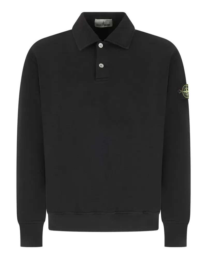 Stone Island logo-patch polo-collar sweater - Schwarz Schwarz