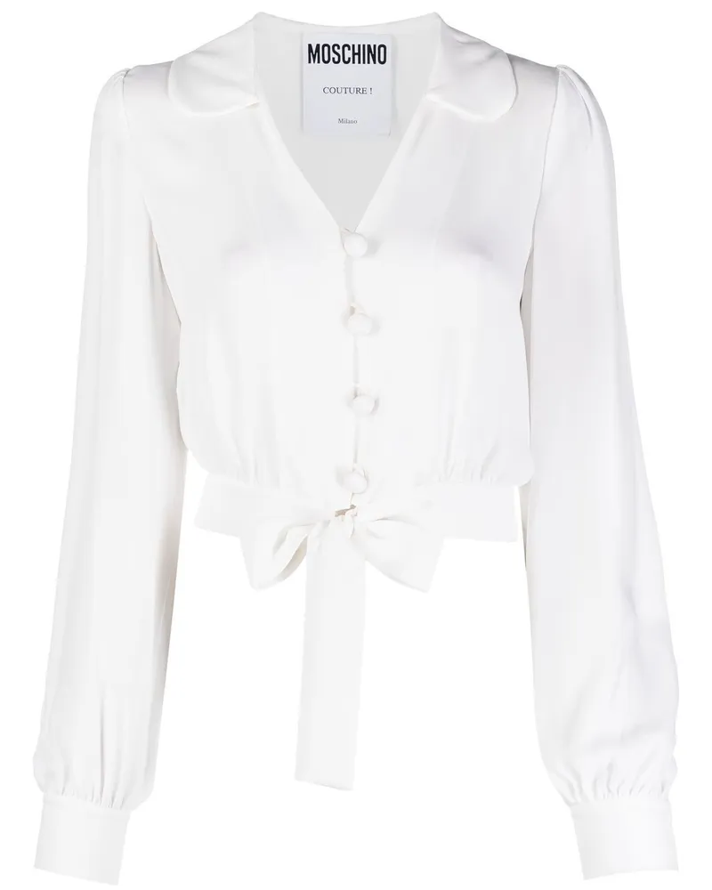 Moschino Cropped-Seidenbluse - Weiß Weiß