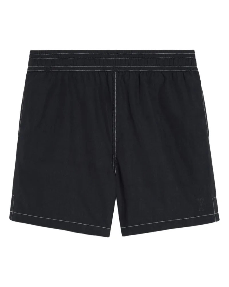 AMI Paris Ami de Coeur Badeshorts mit Kontrastnähten - Schwarz Schwarz