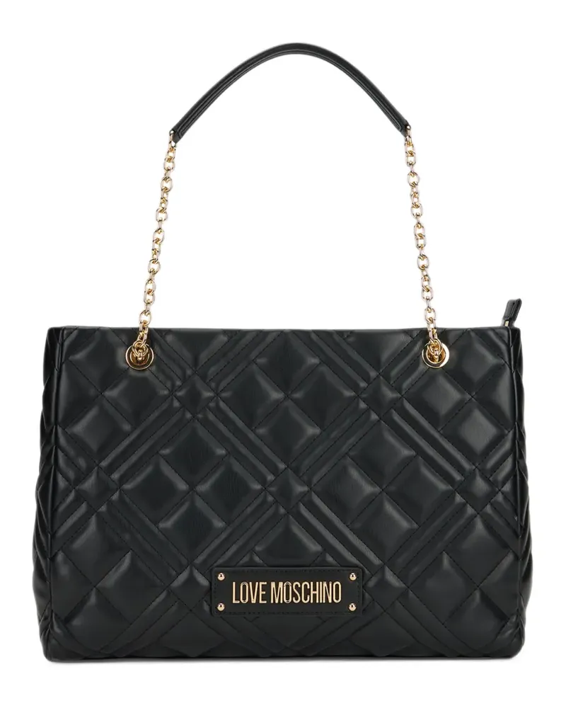 Moschino Tote Bag mit Logo-Schild - Schwarz Schwarz