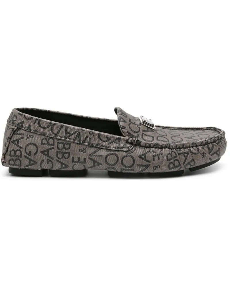 Dolce & Gabbana Loafer aus Logo-Jacquard mit Schilddetail - Grau Grau