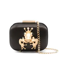 Moschino Clutch mit Frosch-Schild Schwarz